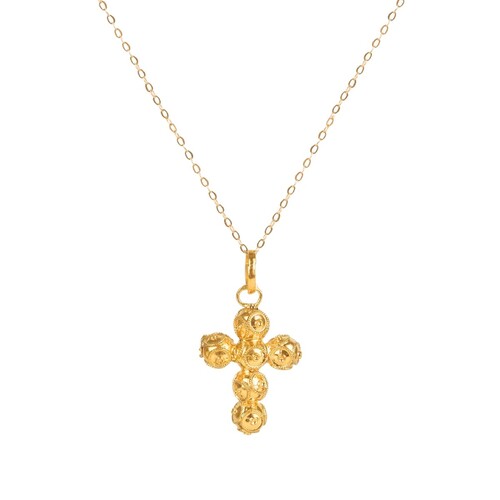 Casa Padrino Halskette Kreuz Contas de Viana aus 19,2Kt Gold
