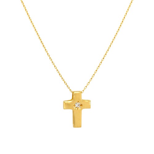 Casa Padrino Halskette Kreuz aus 19,2Kt Gold mit Diamant