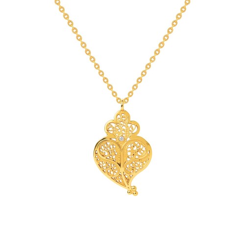 Casa Padrino Halskette Volles Herz aus 19,2Kt Gold mit Diamant