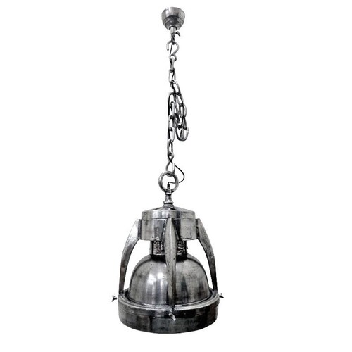 Casa Padrino Industrial Stil H�ngeleuchte Silber  39 x H. 56 cm - Metall Pendelleuchte mit Schutzkorb