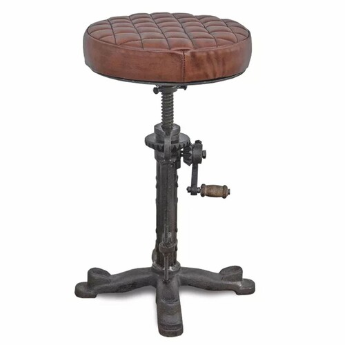 Casa Padrino Industrie Stil Hocker Schwarz / Braun H. 50 cm - Industrie Stil M�bel