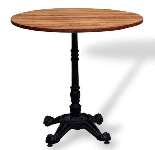 Casa Padrino Industrie Stil Garten Esstisch Dunkelbraun / Schwarz 70 x H. 76 cm - Rund Gartentisch mit Massivholz Tischplatte - Industrie Stil Gastronomie & Garten M�bel