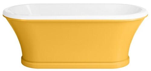 Casa Padrino Jugendstil Badewanne Gelb / Wei� 170 cm - Freistehende Retro Stil Badewanne