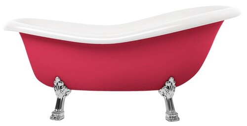 Casa Padrino Jugendstil Badewanne Rot / Wei� / Silber 168 cm - Freistehende Retro Stil Badewanne