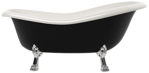 Casa Padrino Jugendstil Badewanne Schwarz / Wei� / Silber 168 cm - Freistehende Retro Stil Badewanne
