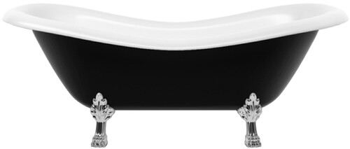 Casa Padrino Jugendstil Badewanne Schwarz / Wei� / Silber 188 cm - Freistehende Retro Stil Badewanne