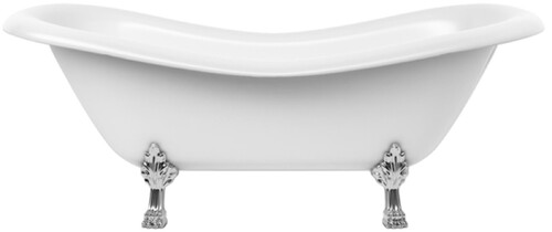 Casa Padrino Jugendstil Badewanne Wei� / Silber 188 cm - Freistehende Retro Stil Badewanne