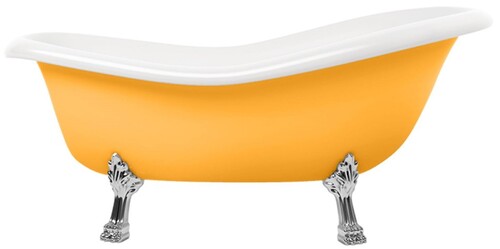 Casa Padrino Jugendstil Badewanne Gelb / Wei� / Silber 168 cm - Freistehende Retro Stil Badewanne