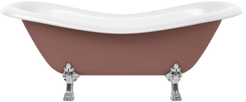 Casa Padrino Jugendstil Badewanne Braun / Wei� / Silber 188 cm - Freistehende Retro Stil Badewanne