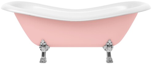 Casa Padrino Jugendstil Badewanne Rosa / Wei� / Silber 188 cm - Freistehende Retro Stil Badewanne