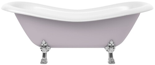 Casa Padrino Jugendstil Badewanne Grau / Wei / Silber 188 cm - Freistehende Retro Stil Badewanne