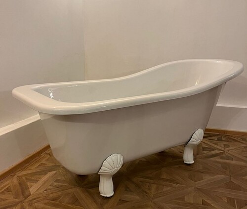 Casa Padrino Jugendstil Badewanne Wei� / Wei� 170 cm - Freistehende Retro Stil Badewanne