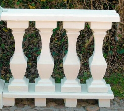 Casa Padrino Jugendstil Balustrade Wei� 100 x 25 x H. 86 cm - Massives Stein Gel�nder aus feinstem Beton - Prunkvolle Garten & Terrassen Deko