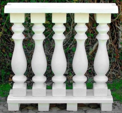 Casa Padrino Jugendstil Balustrade Wei� 100 x 25 x H. 101 cm - Massives Stein Gel�nder aus feinstem Beton - Garten & Terrassen Balustraden