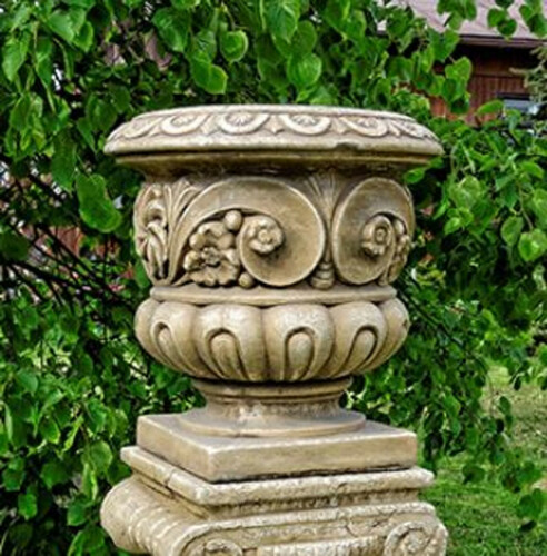 Casa Padrino Barock Blumentopf Grau  39 x H. 40 cm - Prunkvoller Pflanzentopf im Barockstil - Barock Garten Deko Accessoires