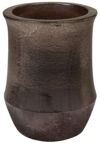 Casa Padrino Jugendstil Blumentopf Schwarz / Bronze  46 x H. 60 cm - Handgefertigter runder Terracotta Pflanzentopf - Garten & Terrassen Deko Accessoires