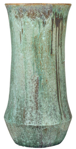 Casa Padrino Jugendstil Blumentopf Opal Gr�n  43 x H. 87 cm - Handgefertigter runder Terracotta Pflanzentopf - Garten & Terrassen Deko Accessoires