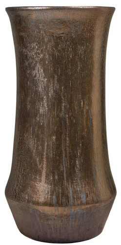 Casa Padrino Jugendstil Blumentopf Bronzefarben  43 x H. 87 cm - Handgefertigter runder Terracotta Pflanzentopf - Garten & Terrassen Deko Accessoires