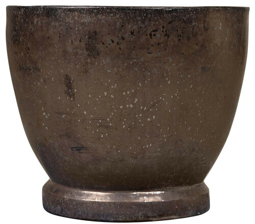 Casa Padrino Jugendstil Blumentopf Schwarz / Bronze  52 x H. 43 cm - Handgefertigter runder Terracotta Pflanzentopf - Garten & Terrassen Deko Accessoires