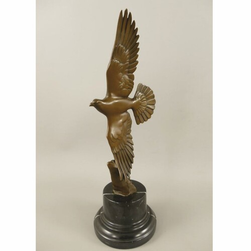 Casa Padrino Luxus Bronze Deko Skulptur Taube Bronze / Schwarz H. 39 cm