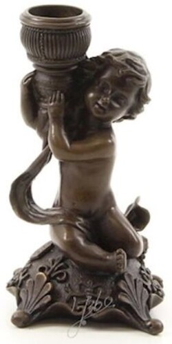 Casa Padrino Jugendstil Bronze Kerzenst�nder 7,1 x 7,1 x H. 14,1 cm - Deko Kerzenhalter - Barock & Jugendstil Deko Accessoires