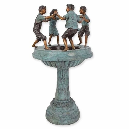 Casa Padrino Jugendstil Bronze Springbrunnen 4 Kinder H. 135 cm - Garten Deko