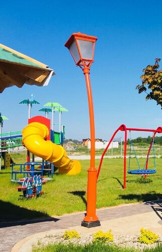 Casa Padrino Jugendstil Gartenlaterne Orange H. 353,5 cm - Au�enbeleuchtung