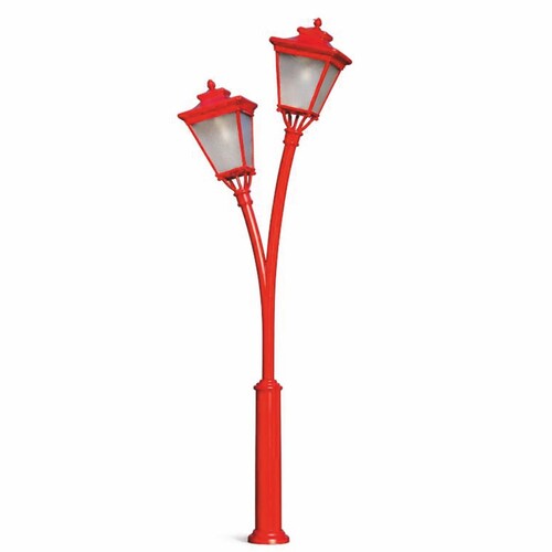 Casa Padrino Jugendstil Doppel Gartenlaterne Rot H. 353,5 cm - Au�enbeleuchtung