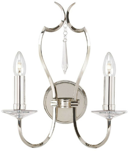 Casa Padrino Jugendstil Doppel Wandleuchte Silber 36 x 19 x H. 41 cm - Elegante Hotel & Restaurant Wandlampe - Barock & Jugendstil Wandleuchten