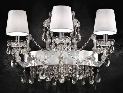 Casa Padrino Luxus Barock Wandleuchte Silber / Wei� 60 x 30 x H. 40 cm - Prunkvolle Barockstil Wandlampe mit venezianischen Kristallglas - Edel & Prunkvoll - Luxus Qualit�t - Made in Italy