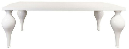 Casa Padrino Neoklassik Esstisch Hochglanz Wei� 220 x 110 x H. 75,5 cm - Massivholz K�chentisch - Esszimmer M�bel im Neoklassischem Stil