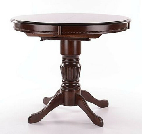 Casa Padrino Jugendstil Esstisch Dunkelbraun 90-125 x 90 x H. 75 cm - Runder ausziehbarer Massivholz K�chentisch - Esszimmer M�bel