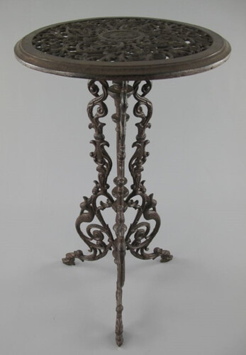 Casa Padrino Jugendstil Garten Beistelltisch Antik Braun  36 x H. 70 cm - Runder Garten Metall Tisch - Runder Blumentisch - Barock & Jugendstil Garten M�bel