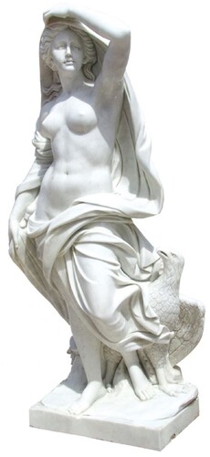 Casa Padrino Jugendstil Garten Deko Marmor Skulptur Frau mit Adler Grau H. 180 cm