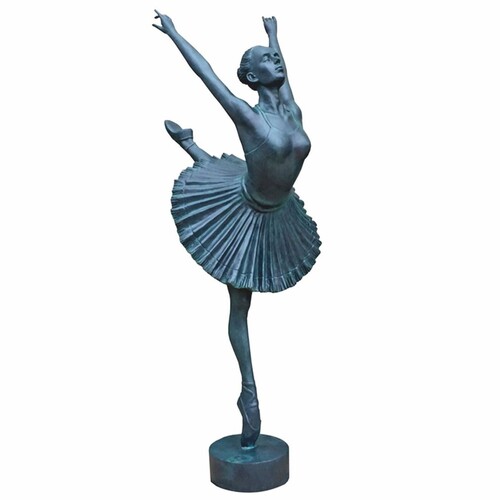 Casa Padrino Jugendstil Garten Deko Messing Skulptur Ballerina Blau H. 170 cm