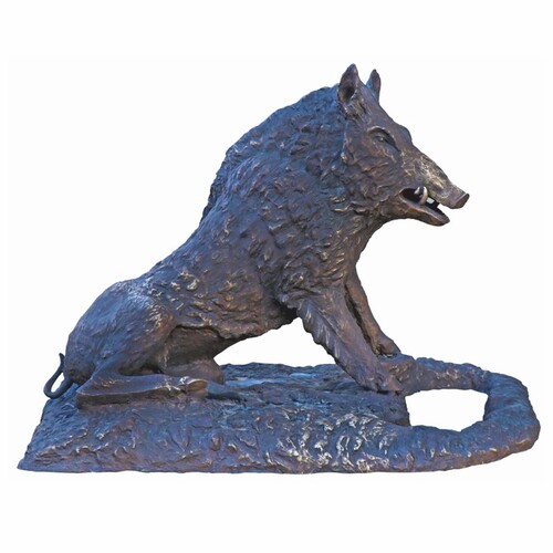 Casa Padrino Garten Deko Messing Skulptur Wildschwein Antik Bronze 130 cm