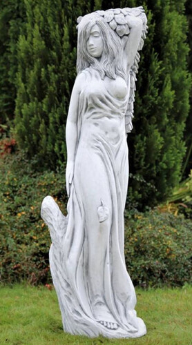 Casa Padrino Jugendstil Garten Deko Skulptur Dame Grau 40 x 40 x H. 140 cm - Elegante Garten Deko Stein Figur - Barock & Jugendstil Garten Deko Accessoires