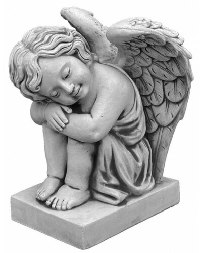 Casa Padrino Jugendstil Garten Deko Skulptur Engel Grau H. 57 cm - Elegante Garten Deko Stein Figur - Barock & Jugendstil Garten Deko Accessoires - Garten Deko Skulpturen