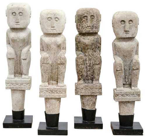 Casa Padrino Luxus Deko Antik Stil Naturstein Statuen Set - Stein Skulpturen - Stein Figuren - Wohnzimmer Deko - B�ro Deko - Deko Accessoires - Luxus M�bel