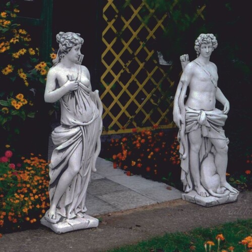 Casa Padrino Jugendstil Garten Deko Skulpturen Set Mann und Frau Grau - Garten Figuren