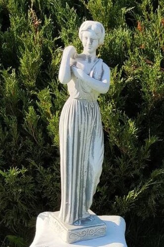 Casa Padrino Jugendstil Garten Deko Stein Skulptur Dame Grau H. 48 cm