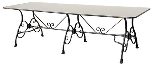 Casa Padrino Jugendstil Garten Esstisch Antik Creme / Antik Braun 250 x 90 x H. 75 cm - Nostalgischer Schmiedeeisen Gartentisch - Jugendstil Schmiedeeisen Garten M�bel - Nostalgische Garten M�bel