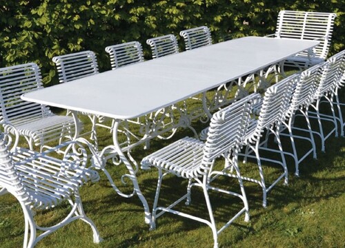 Casa Padrino Jugendstil Garten Esstisch Wei� 300 x 120 cm - Nostalgische Garten M�bel