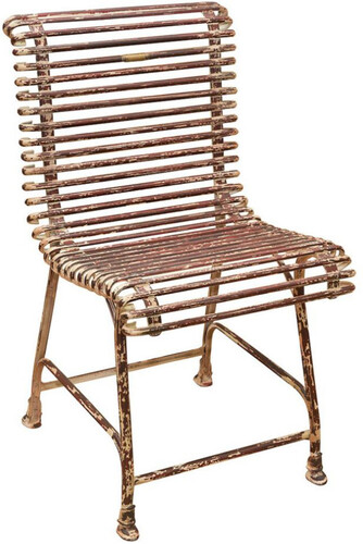 Casa Padrino Jugendstil Garten Stuhl Antik Rot / Creme 44 x 50 cm - Handgefertigter Schmiedeeisen Stuhl - Nostalgische Schmiedeeisen Garten & Terrassen M�bel