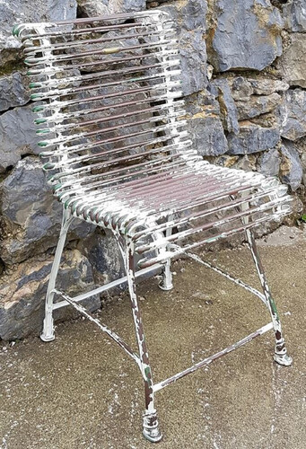 Casa Padrino Jugendstil Garten Stuhl Antik Wei� / Braun / Gr�n 44 x 50 cm - Handgefertigter Schmiedeeisen Stuhl - Nostalgische Schmiedeeisen Garten & Terrassen M�bel