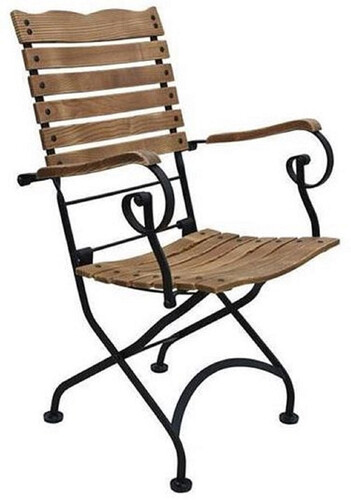 Casa Padrino Jugendstil Gartenstuhl mit Armlehnen Braun / Schwarz 60 x 40 x H. 92 cm - Klappbarer Garten Stuhl - Barock & Jugendstil Gastronomie & Garten M�bel