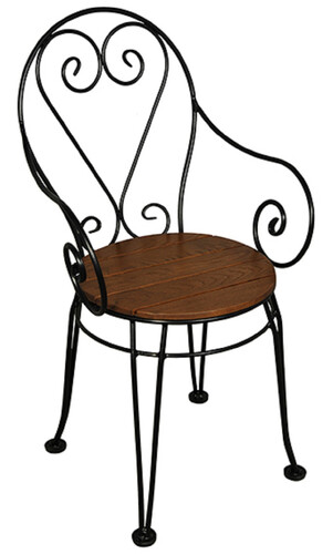 Casa Padrino Jugendstil Garten Stuhl Schwarz / Dunkelbraun 40 x 40 x H. 92 cm - Nostalgischer Gartenstuhl mit Armlehnen�- Nostalgische Jugendstil Schmiedeeisen Garten & Terrassen M�bel