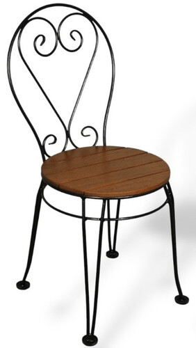 Casa Padrino Jugendstil Garten Stuhl Schwarz / Dunkelbraun 40 x 40 x H. 92 cm - Nostalgischer Gartenstuhl - Nostalgische Jugendstil Schmiedeeisen Garten & Terrassen M�bel