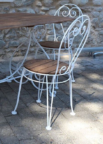 Casa Padrino Jugendstil Garten Stuhl Wei� / Dunkelbraun 40 x 40 x H. 92 cm - Nostalgischer Gartenstuhl - Nostalgische Jugendstil Schmiedeeisen Garten & Terrassen M�bel