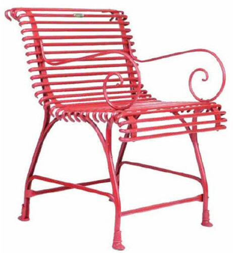 Casa Padrino Jugendstil Garten Stuhl Rot 56 x 52 x H. 76 cm - Handgefertigter Schmiedeeisen Stuhl mit Armlehnen - Nostalgische Schmiedeeisen Garten & Terrassen M�bel